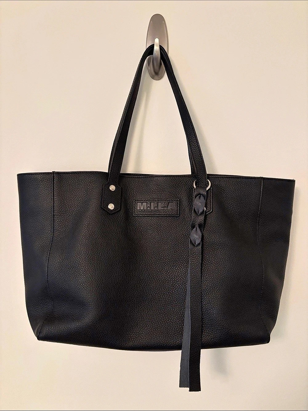 M.I.L.A made in Los Angeles Black Pebbled Leather Tote